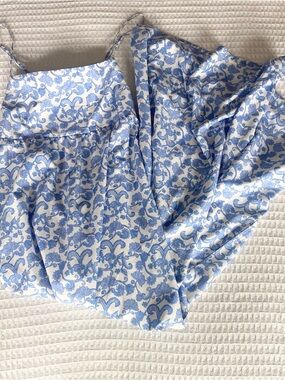 Smith & Quinn Blue & White Floral Print Open Back Maxi Dress Large
